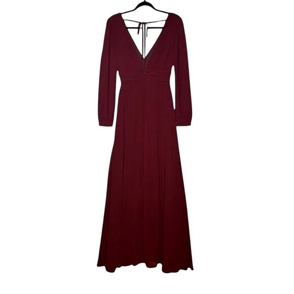 NWT Lulus Love You So Long Sleeve Openback Maxi Dress VNeck SideSlit S Burgundy - Picture 6 of 15